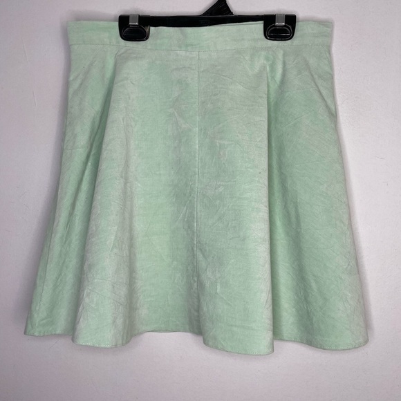 Topshop fit & flare coated velour mint green mini skirt - Picture 1 of 7